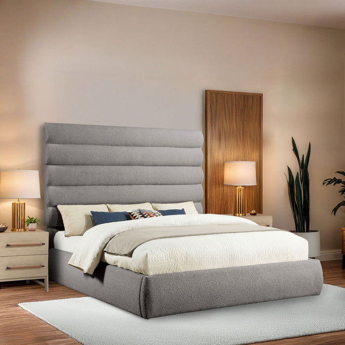 Adam - Boucle Fabric Bed With 70.5" Headboard - Stylish Home Furniture