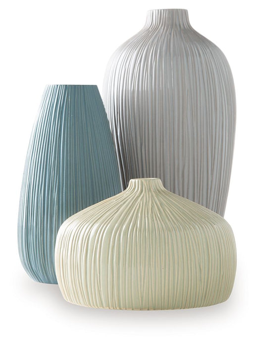Eiderman - Vase Set (Set of 3) - Gray / Blue / Green - Stylish Home Furniture