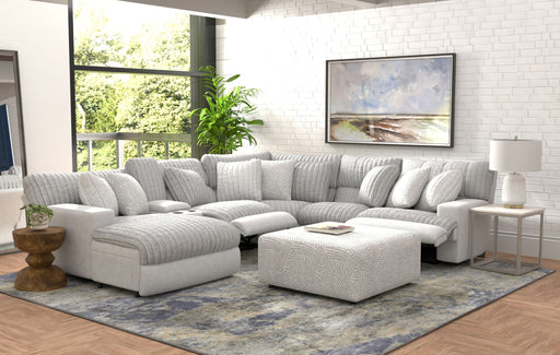 Abraxas - 6 Piece Power Reclining Sectional With Lay-Back Chaise, 2 Reclining Seats, And Included Cocktail Ottoman (LSF Chaise) - Moonstruck - Stylish Home Furniture