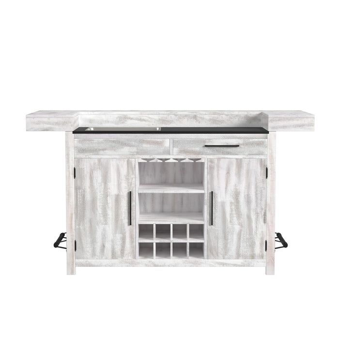Rogen Rustic - Bar Table With Ice Tray, USB And Power - Rustic White - Stylish Home Furniture