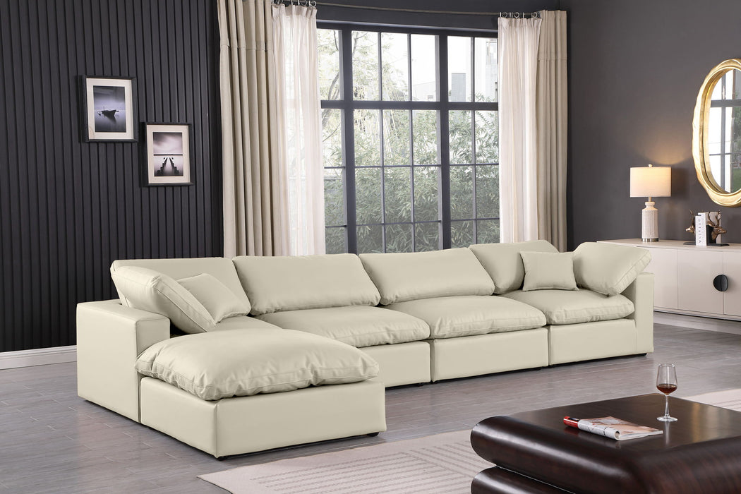 Comfy - 5 Piece Faux Leather Modular Sectional With Chaise