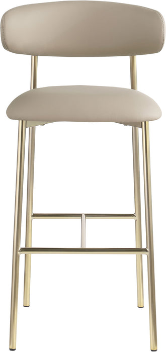 Lupita - Vegan Leather Upholstered Bar Stool With Brushed Gold Frame (Set of 2)