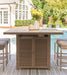 Walton Bridge - 5 Pc. - Square Bar Table W/Fire Pit, 4 Barstools - Driftwood - Stylish Home Furniture