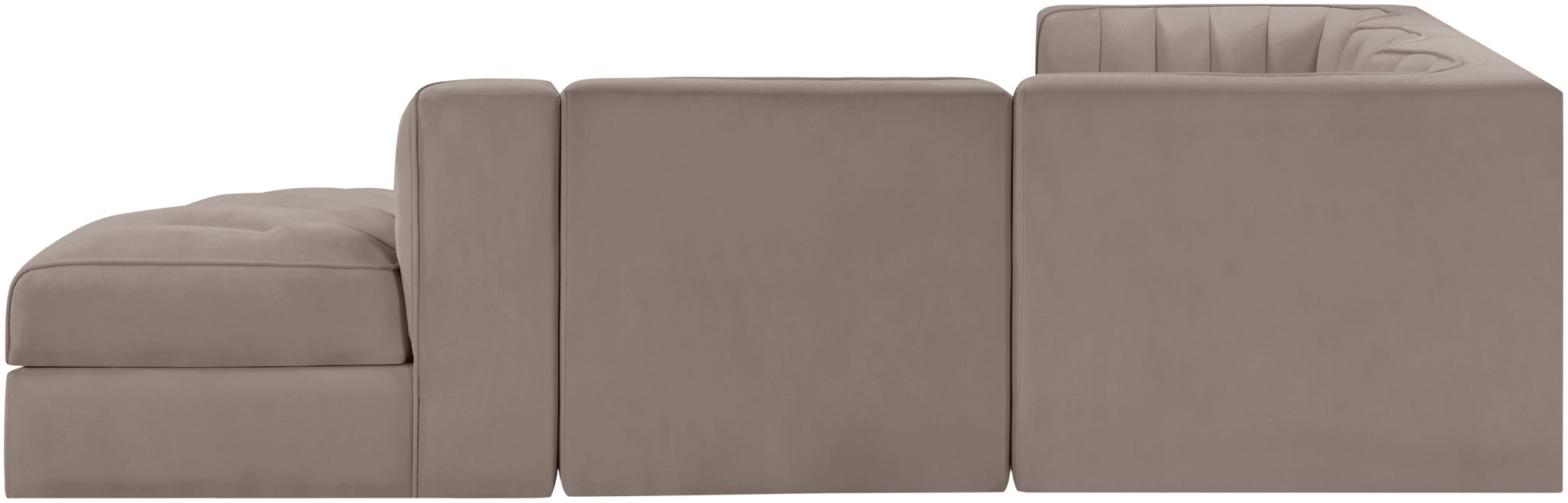 Rummi - Velvet Performance Fabric Upholstered 5 Piece Modular Sectional - Stylish Home Furniture