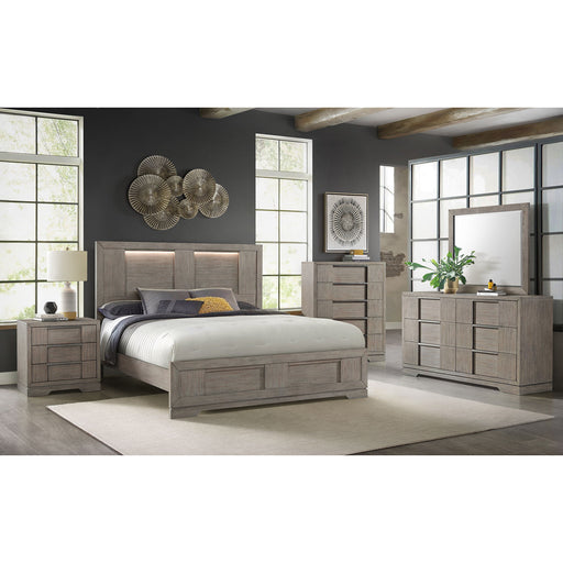 Kelis - 4 Piece Bedroom Set With Queen Panel Bed And LED - Gray - Stylish Home Furniture