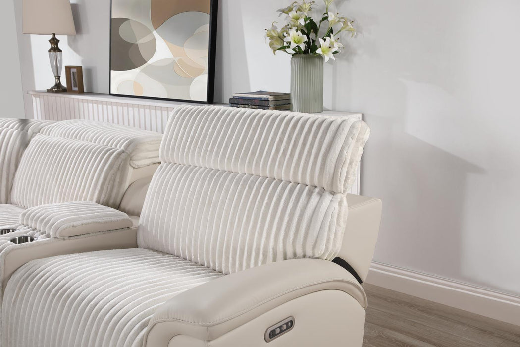 U14 - 6 Piece Power Reclining Sectional With Power Headrest - White