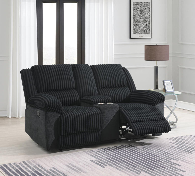 U144 - Corduroy Motion Loveseat - Black