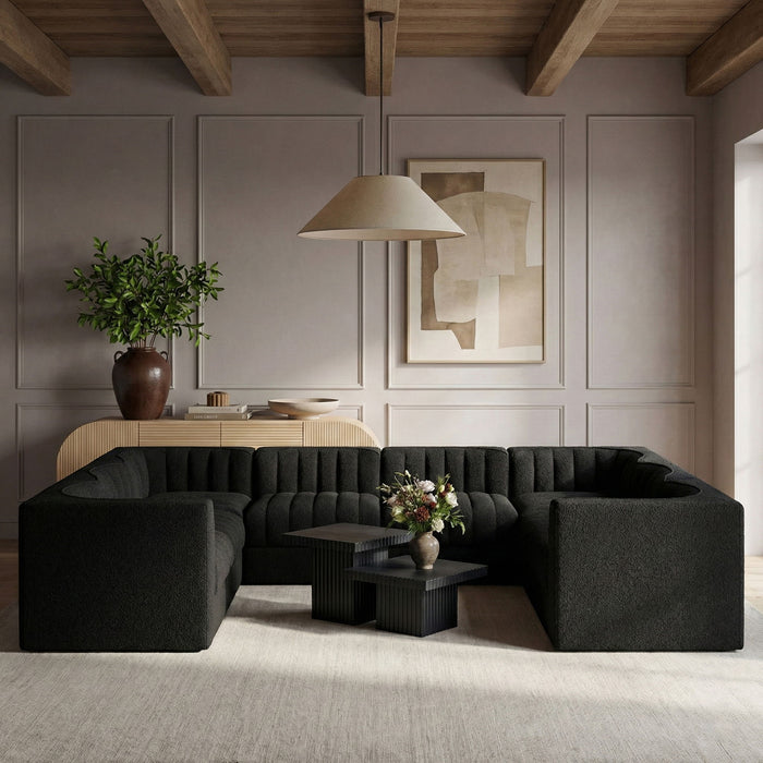 Rummi - Velvet Performance Fabric Upholstered Modular Sectional - Stylish Home Furniture