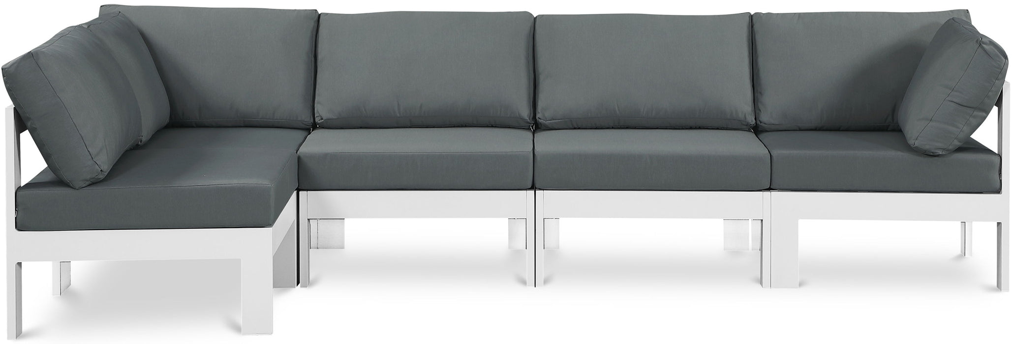 Nizuc - Outdoor Patio 4 Piece Modular Sectional With White Frame