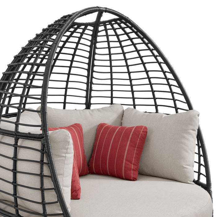Playa - Twin Egg Chair With 3 Pillows - Dark Gray / Beige - Stylish Home Furniture
