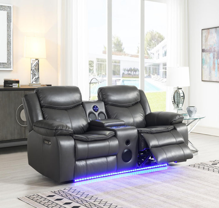 U101 - Power Reclining Loveseat With LED Light & Speaker - Gray