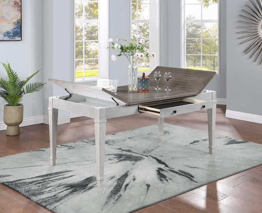 D117 - White / Light Rectangular Dining Table With Storage - White