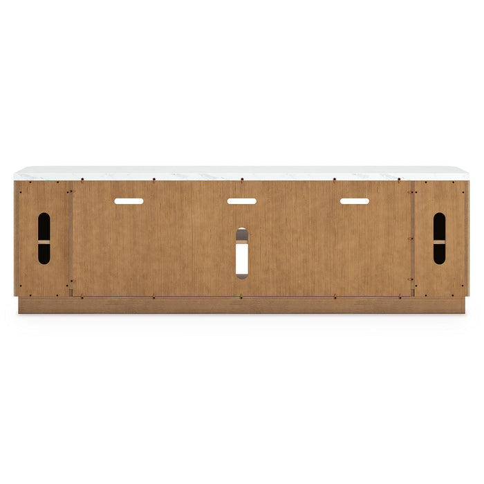 Camdill - XL TV Stand With Fireplace Option - Light Brown - Stylish Home Furniture