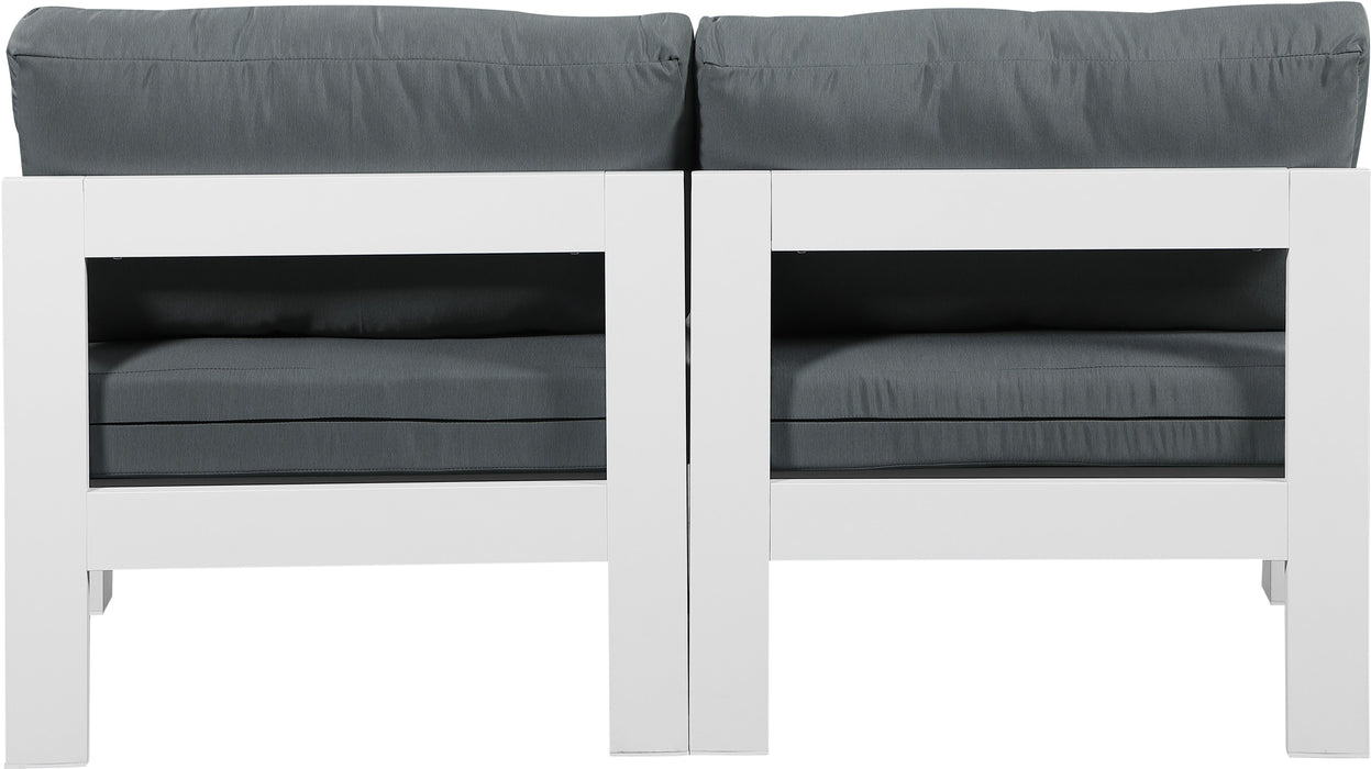 Nizuc - Outdoor Patio 2 Seat Armless Modular Sofa With White Frame