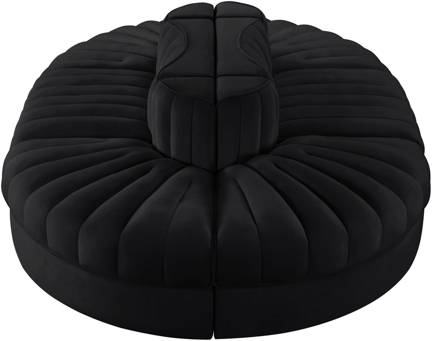 Rummi - Oval Velvet Performance Fabric Upholstered 6 Piece Modular Sectional - Stylish Home Furniture