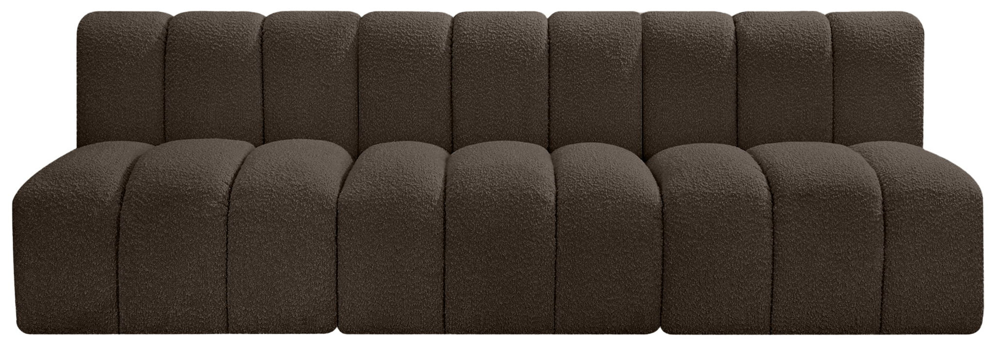 Arc - Boucle Fabric 3 Piece Modular Straight Sofa - Brown
