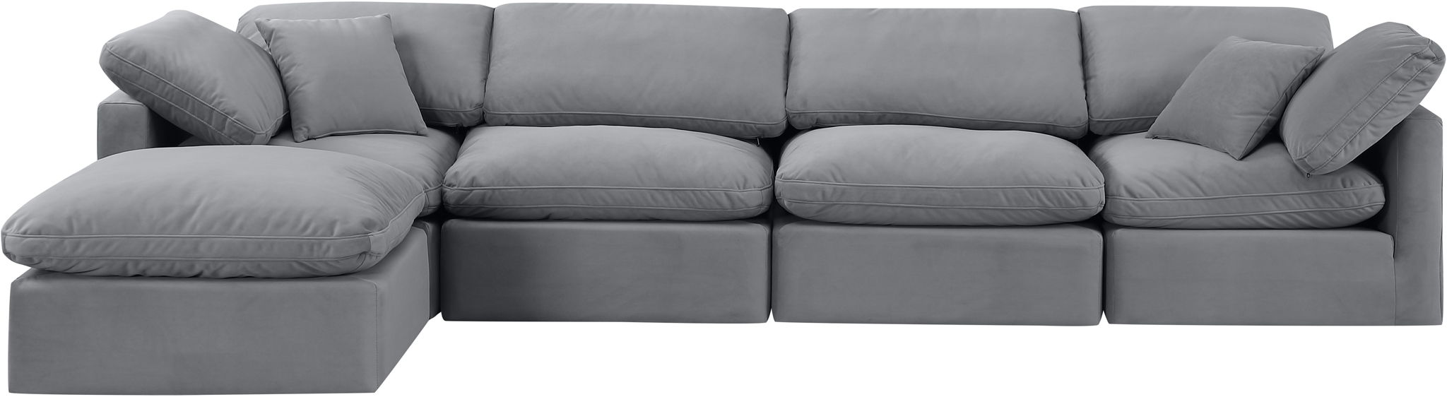Indulge - Velvet 5 Piece Modular Sectional With Chaise