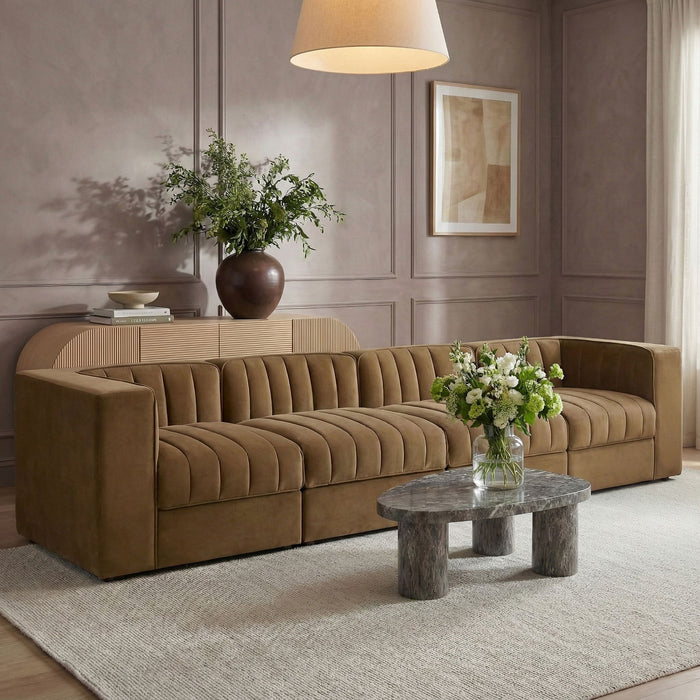 Rummi - Velvet Performance Fabric Upholstered 4 Piece Modular Sofa - Stylish Home Furniture