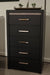 Shoralli - Five Drawer Chest - Black - Stylish Home Furniture