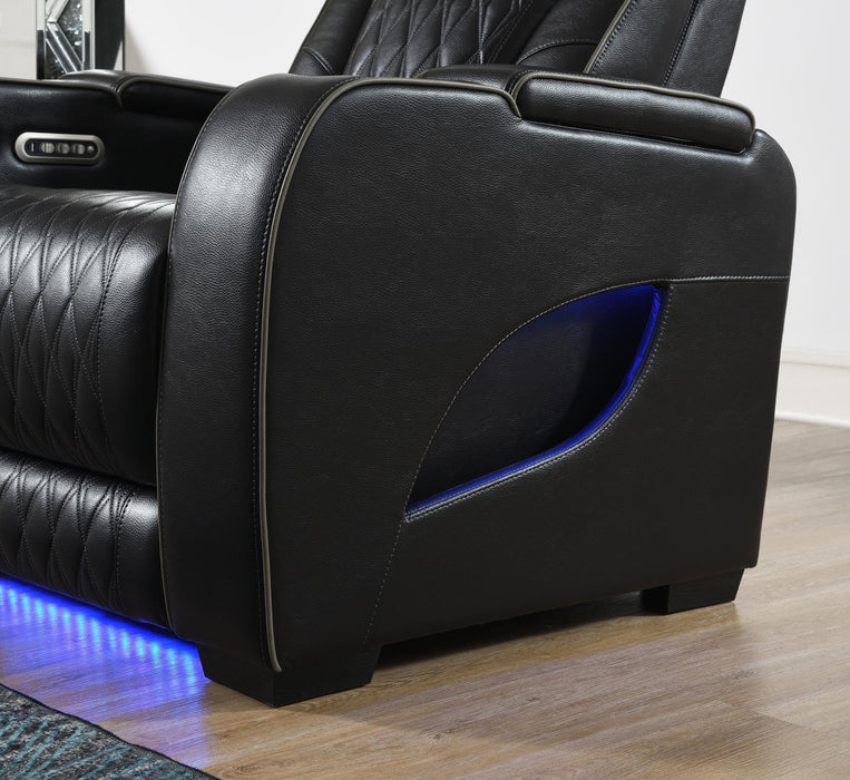 U70 - Power Reclining Loveseat With Power Headrest, Massage, Heat, Ambient Light, Storage Arms / USB - Black