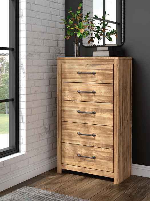 Maystonna - Five Drawer Chest - Brown - Stylish Home Furniture