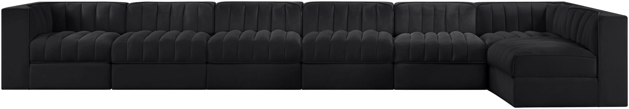 Rummi - Velvet Performance Fabric Upholstered 7 Piece Modular Sectional, L-Shaped (Right) - Stylish Home Furniture