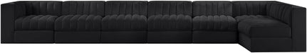 Rummi - Velvet Performance Fabric Upholstered 7 Piece Modular Sectional, L-Shaped (Right) - Stylish Home Furniture