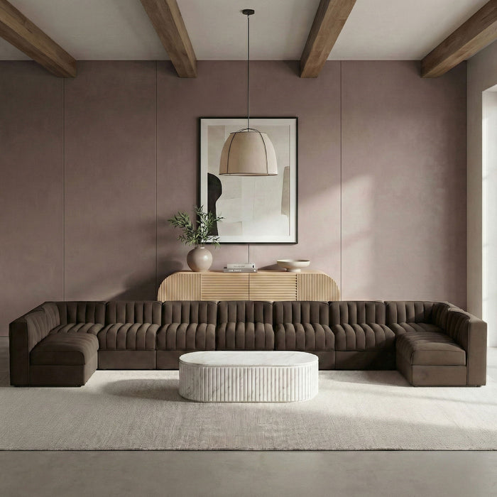 Rummi - Armless Velvet Performance Fabric Upholstered 9 Piece Modular Sectional - Stylish Home Furniture