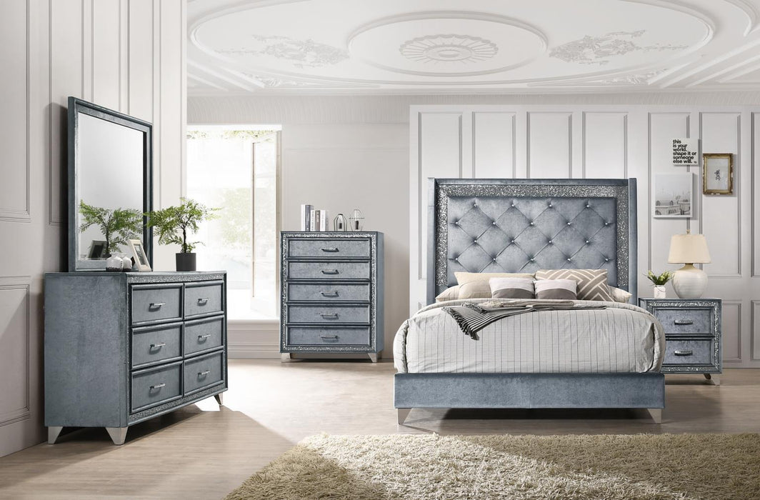 B280 - Velvet Nightstand - Gray
