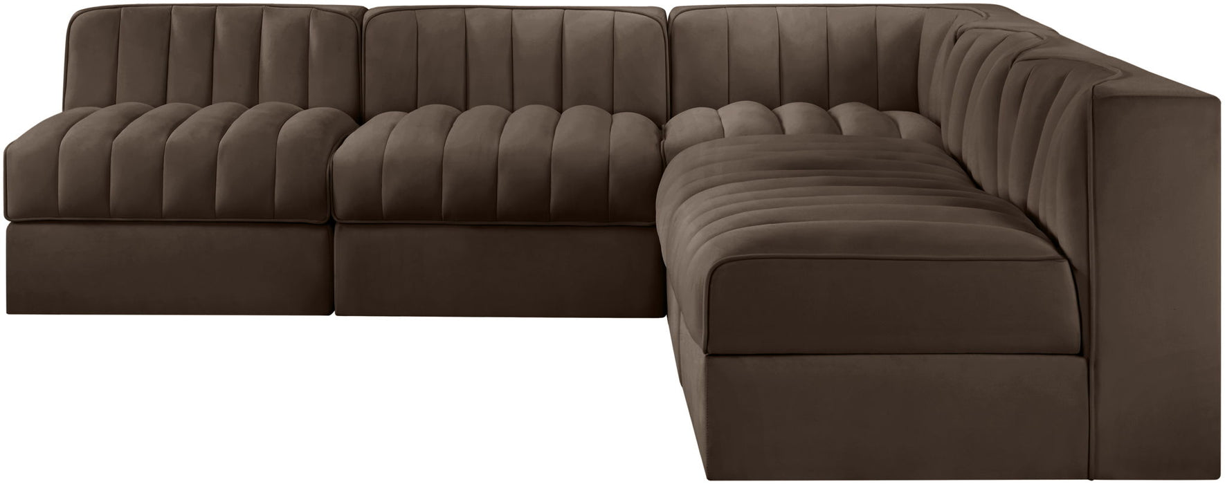 Rummi - Armless Velvet Performance Fabric Upholstered 5 Piece Modular Sectional - Stylish Home Furniture