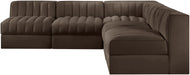 Rummi - Armless Velvet Performance Fabric Upholstered 5 Piece Modular Sectional - Stylish Home Furniture