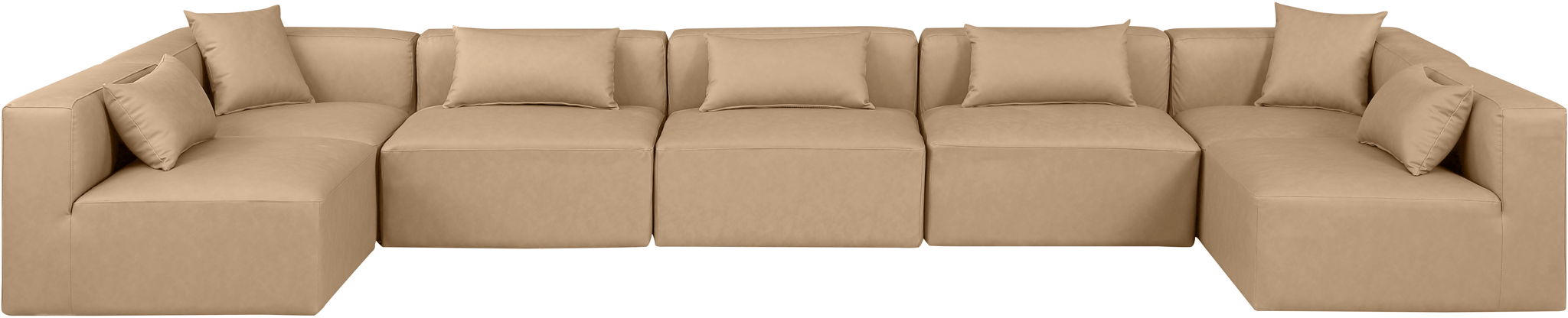Cube - 7 Piece Modular U-Shaped Sectional - Tan