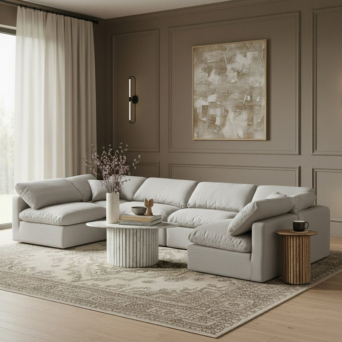 Indulge - Linen 6 Piece Modular U-Shaped Sectional - Stylish Home Furniture