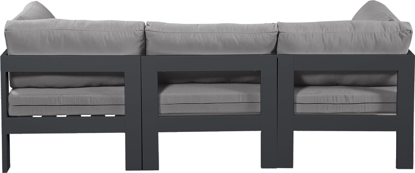 Nizuc - Outdoor Patio 3 Seat Modular Sofa With Gray Frame