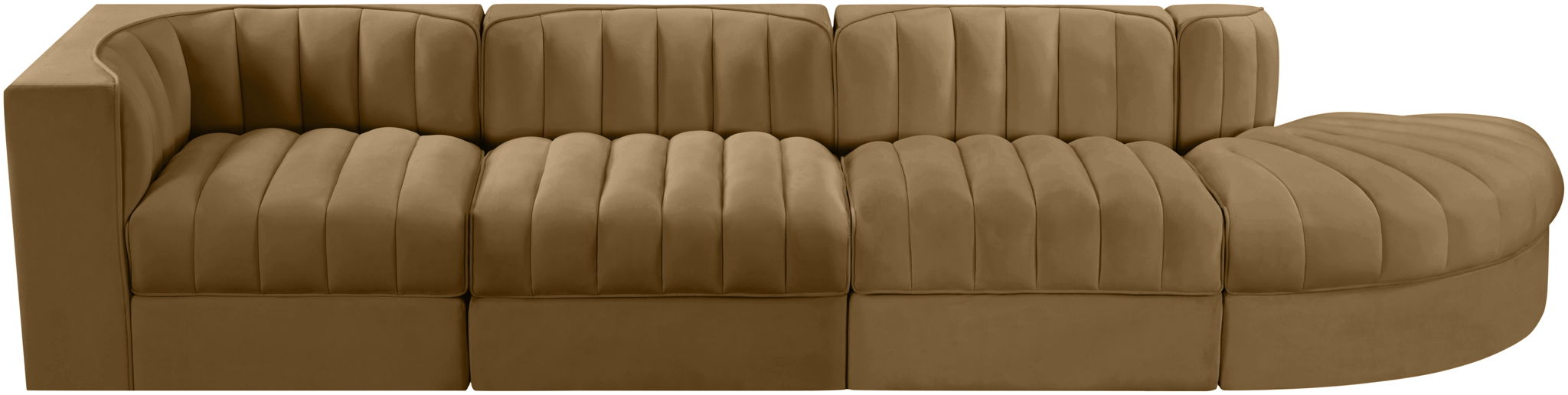 Rummi - Velvet Performance Fabric Upholstered 4 Piece Modular Sectional With Reverse Corner Chair - Stylish Home Furniture