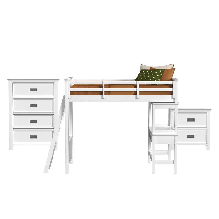 Hampton Kids - Loft With Ladder And Desk With Speaker Bedroom Set - Stylish Home Furniture