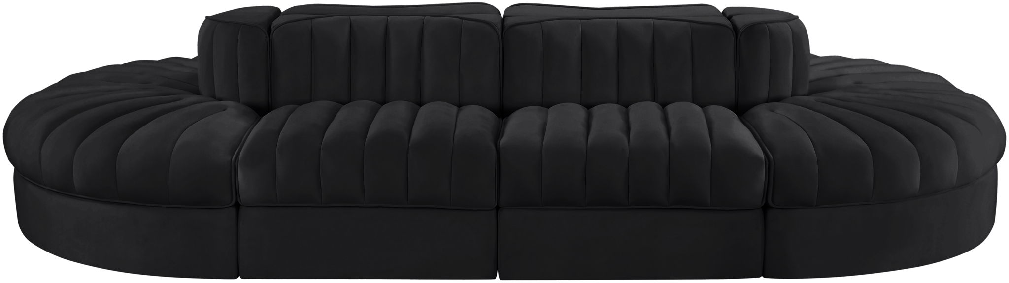 Rummi - Oval Velvet Performance Fabric Upholstered 8 Piece Modular Sectional - Stylish Home Furniture