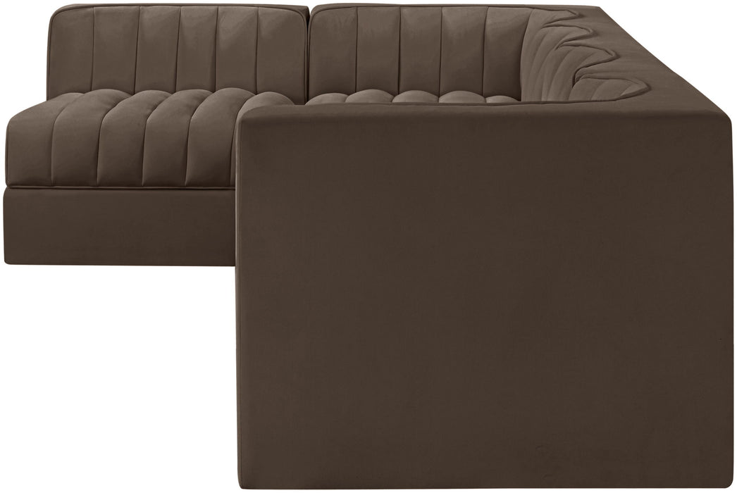Rummi - Velvet Performance Fabric Upholstered 5 Piece Modular Sectional, L-Shaped (Right) - Stylish Home Furniture