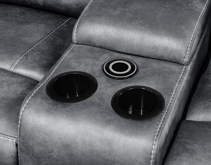 U121 - Motion Loveseat With Bluetooth Speaker, Wireless Charger - Gray