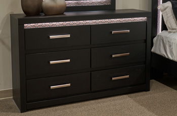 Shoralli - Six Drawer Dresser - Black - Stylish Home Furniture