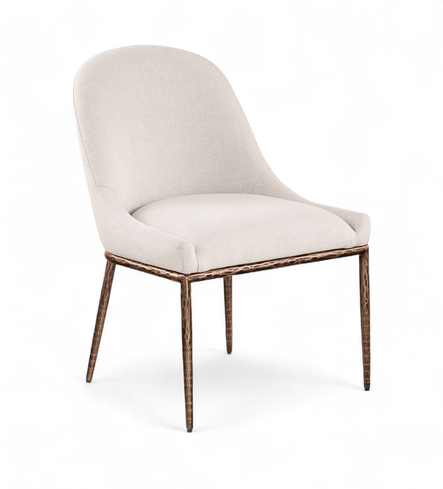 Ferro - Upholstered Dining Side Chair With Brushed Bronze Legs