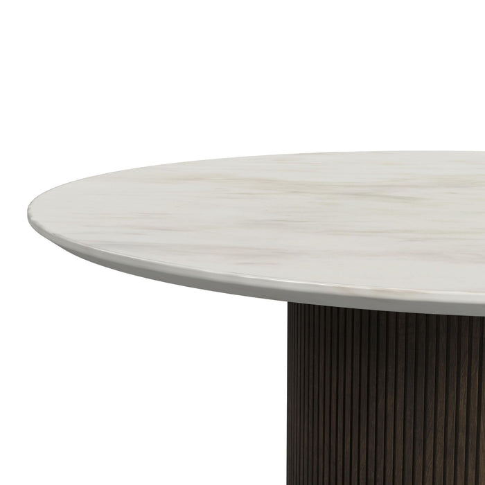 Sylvie - Round Table With White Faux Marble Top And Base