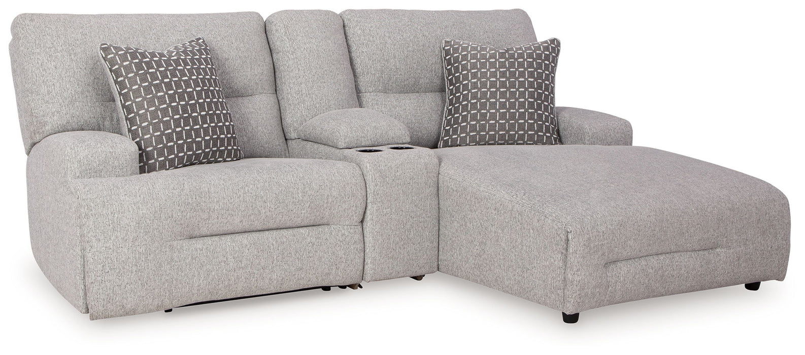 Acklen Place - 4 Pc. - 3-Piece Power Reclining Sectional Sofa With Raf Chaise, Wide Seat Power Recliner - Pewter - Stylish Home Furniture