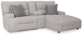 Acklen Place - 4 Pc. - 3-Piece Power Reclining Sectional Sofa With Raf Chaise, Wide Seat Power Recliner - Pewter - Stylish Home Furniture