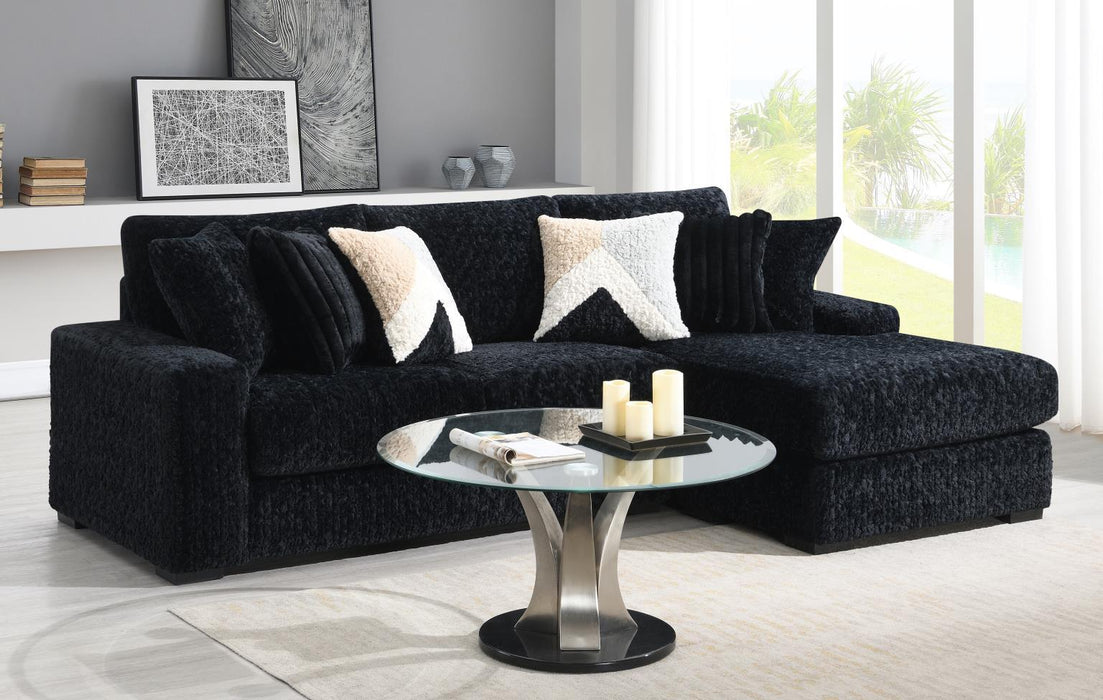 U281 - 6 Piece Setional With Right Chaise (1 LAF + 1 Wedge + 2 Armless Chair + 1 Console + 1 RAF Chaise) - Black