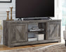 Wynnlow - 63" TV Stand With Glass/Stone Fireplace Insert - Gray - Stylish Home Furniture