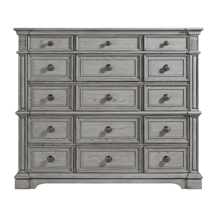 Glenmore - 15-Drawer Mansion Chest - Aged Gray - Stylish Home Furniture