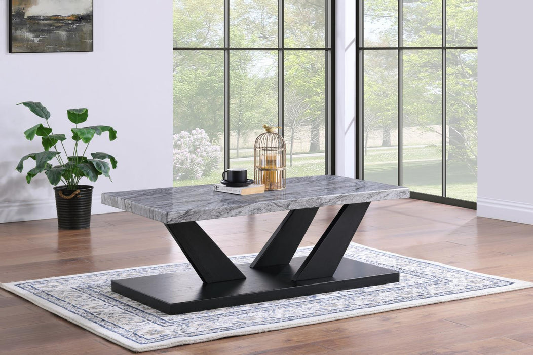 T122 - Marble Top Table Set (Set of 3) - Gray
