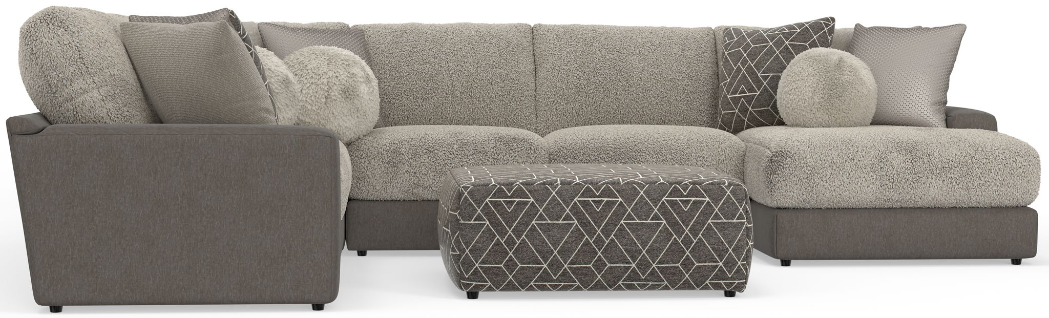 Canyon - 4 Piece Sectional With Cuddler Seat Cushions, Included Accent Pillows And Cocktail Ottoman (Right Side Facing Chaise) - Umber - Stylish Home Furniture