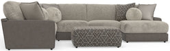 Canyon - 4 Piece Sectional With Cuddler Seat Cushions, Included Accent Pillows And Cocktail Ottoman (Right Side Facing Chaise) - Umber - Stylish Home Furniture